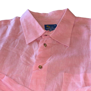 Ben Silver The Charleston Shirt – Pure Linen Button-Up – Pink – XXL